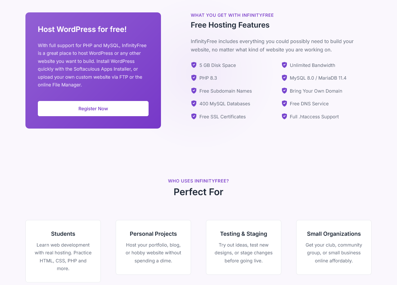 hosting gratis infinityfree